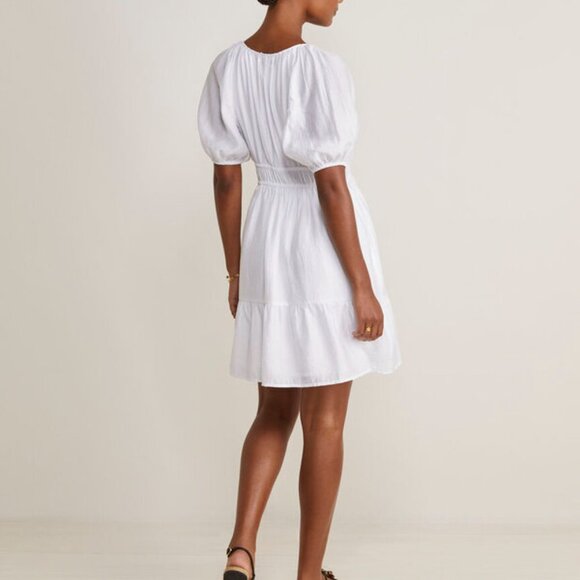 Vineyard Vines Marina Puff-Sleeve Mini Dress White Cap Women's Size X - Picture 5 of 6